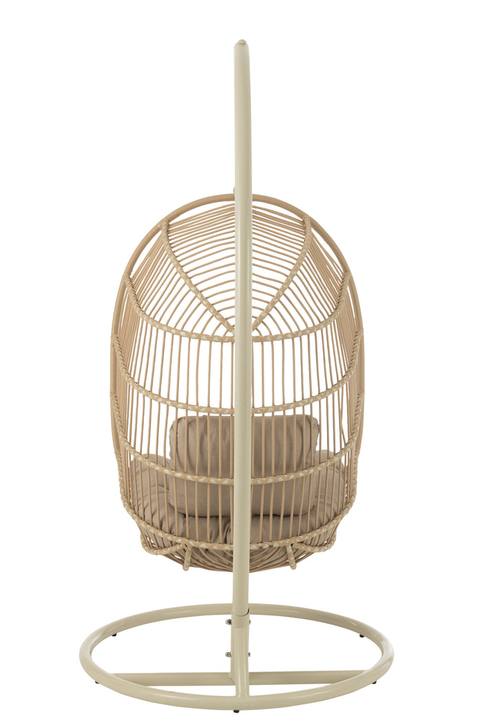 J-Line Hangstoel Egga Metaal|Koord Beige