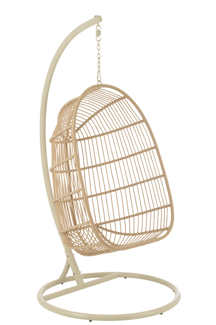 J-Line Hangstoel Egga Metaal|Koord Beige
