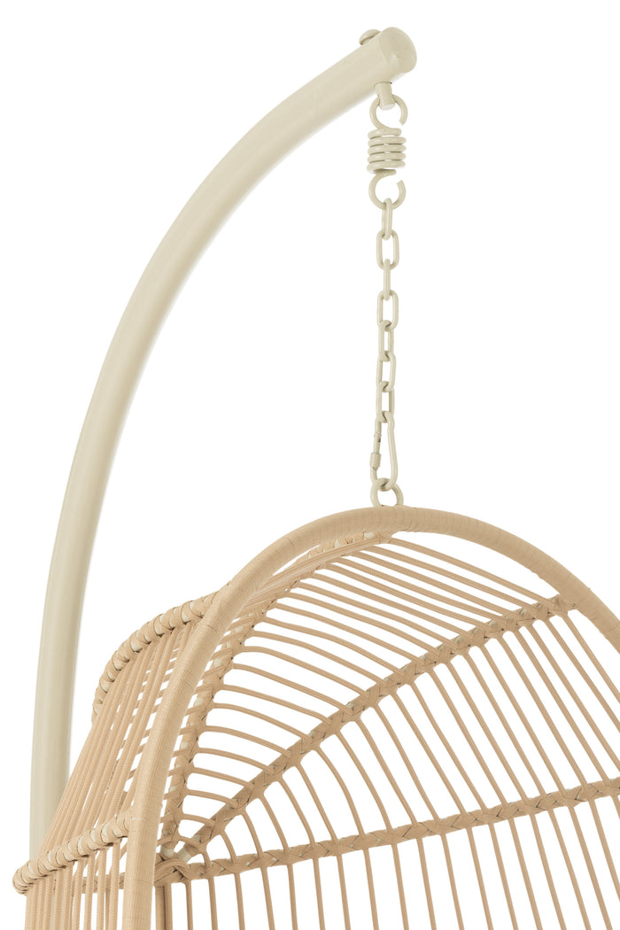 J-Line Hangstoel Egga Metaal|Koord Beige