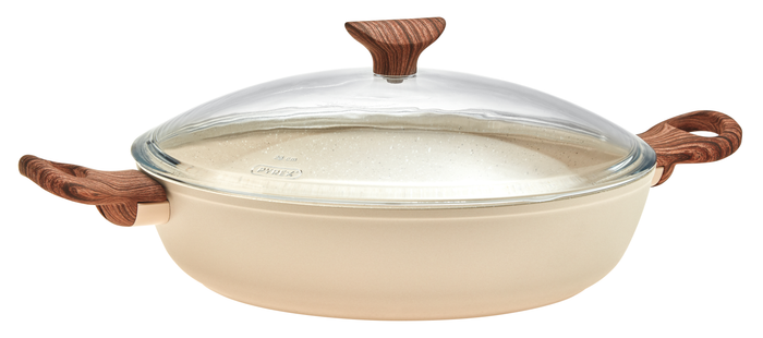 Sambonet Pannenset Rock 'n' Rose Creme - Braadpan, Hapjespan, Koekenpannen ø 24 & 28 cm & Steelpan - 5 Delig