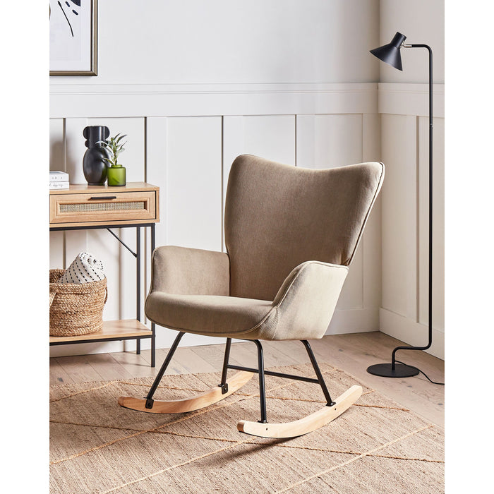 Beliani - ARSET - Schommelstoel - Taupe - Bouclé