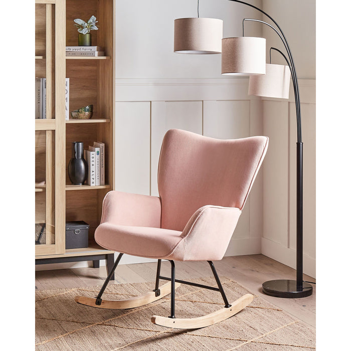 Beliani - ARSET - Schommelstoel - Roze - Bouclé