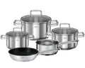 Rosle Pannenset Moments - Kookpannen + Deksels, Steelpan & Koekenpan - 5 Delig