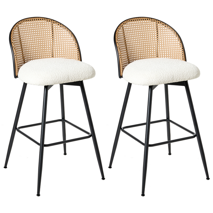 Beliani - NATHAN - Barkruk set van 2 - Off-white - 99 cm - Bouclé