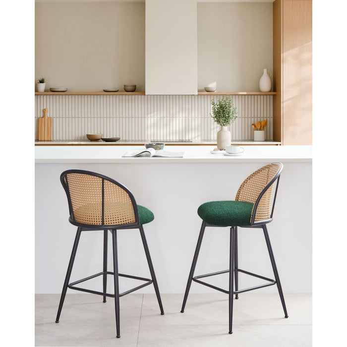 Beliani - NATHAN - Barkruk set van 2 - Groen - 91 cm - Bouclé