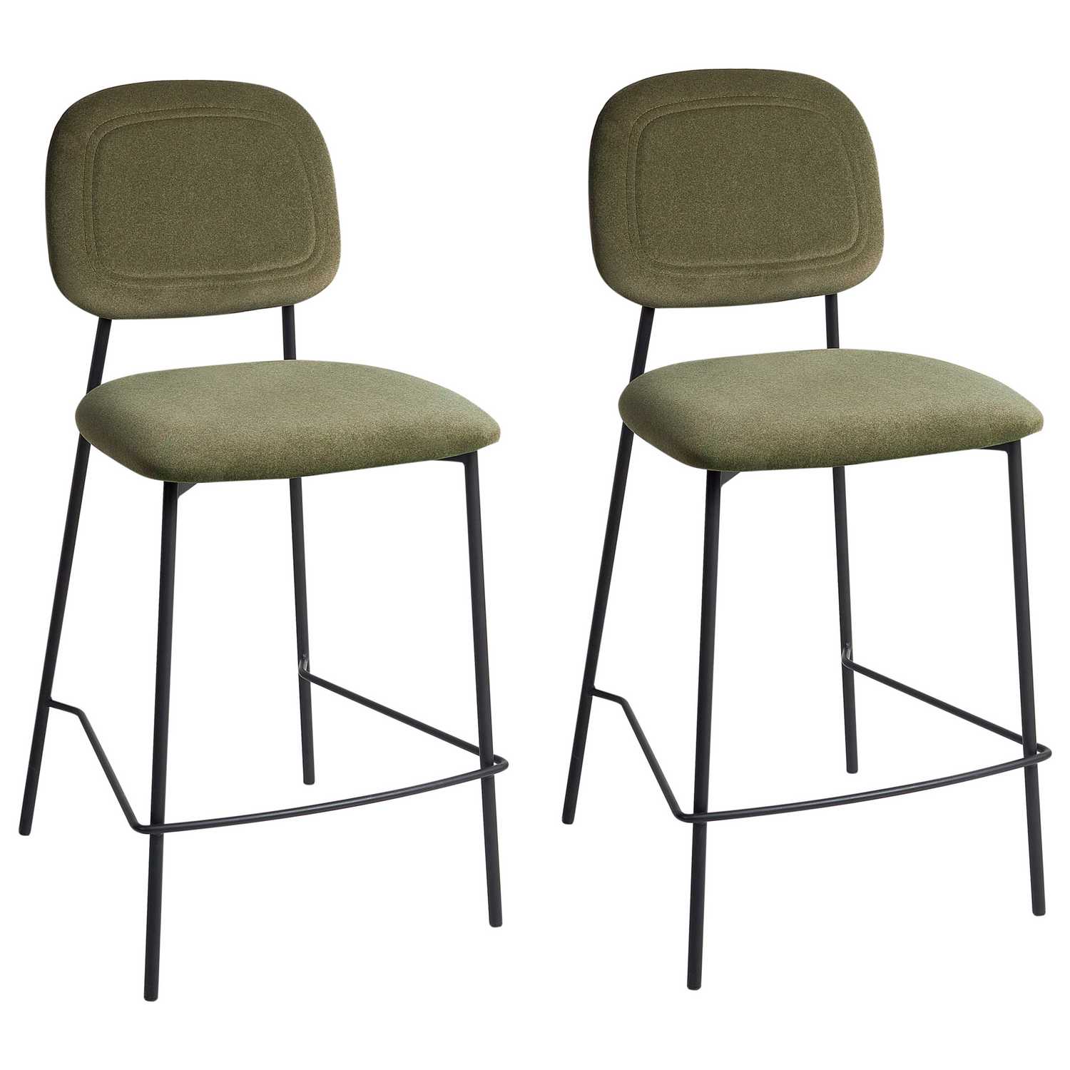 Beliani - DUETTE - Barkruk set van 2 - Olijfgroen - Fluweel