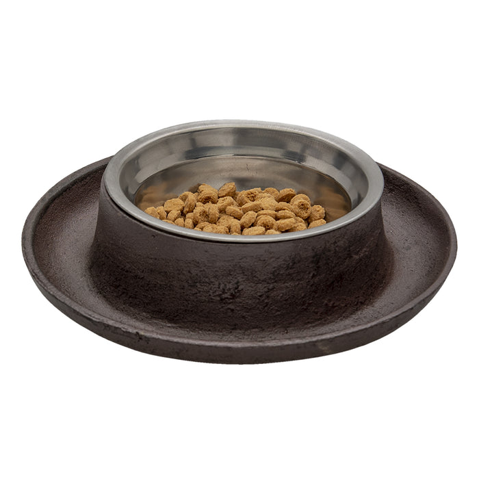 Clayre & Eef Voerbak hond Ø 22x5 cm Bruin IJzer