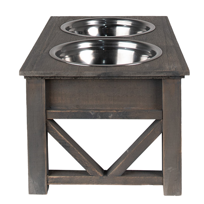 Clayre & Eef Voerbak hond 2x500 ml Grijs Hout