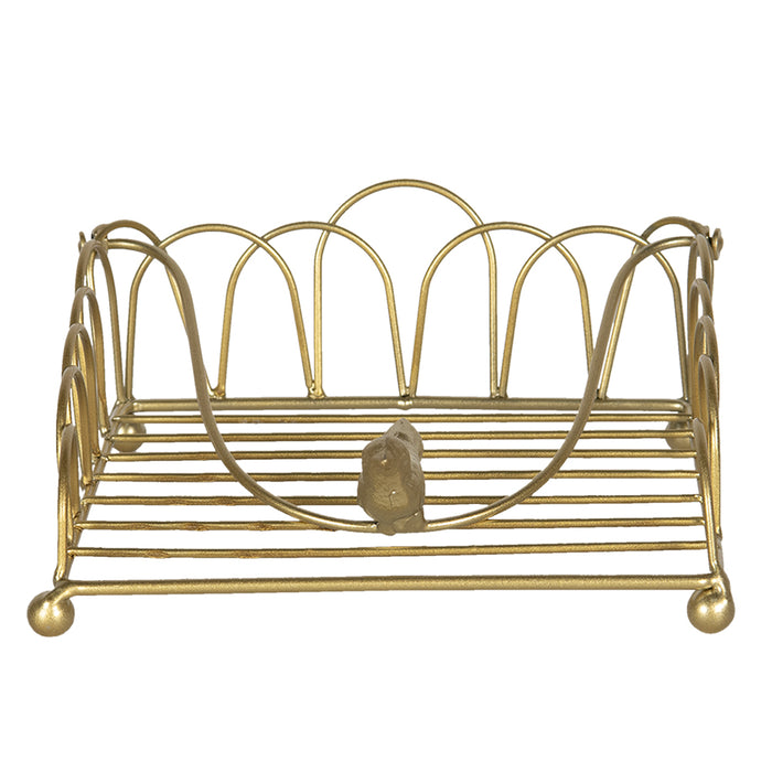 Clayre & Eef Servettenhouder 20x20x9 cm Goudkleurig IJzer