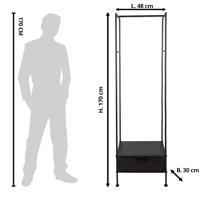 Clayre & Eef Garderoberek 48x30x170 cm Zwart IJzer