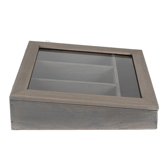 Clayre & Eef Bestekbak 30x30x8 cm Grijs Hout