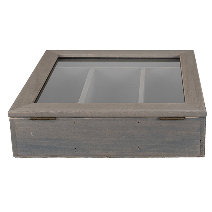 Clayre & Eef Bestekbak 30x30x8 cm Grijs Hout