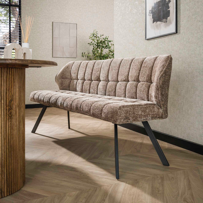 Fraaai Ramon eetkamerbank 180 cm geweven - champagne