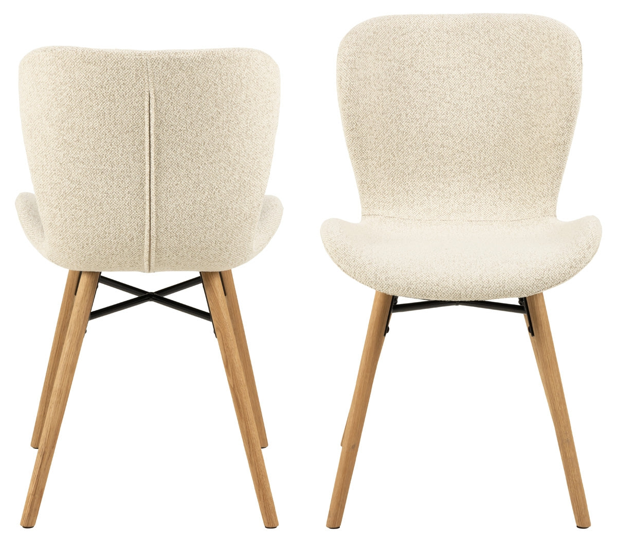 Giga Living - Eetkamerstoel Stof Créme - Zaria - Set van 2