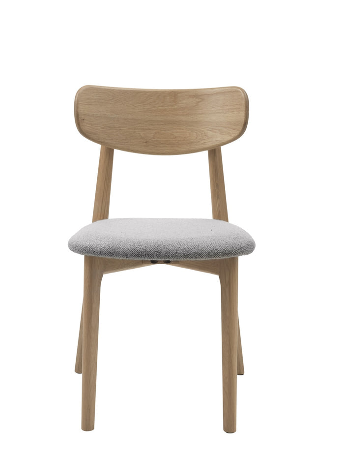 Giga Living - Eetkamerstoel Grijs Bouclé - Naturel - Elim - Set van 2