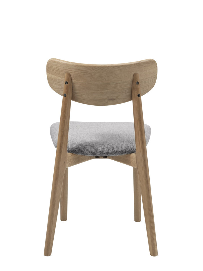 Giga Living - Eetkamerstoel Grijs Bouclé - Naturel - Elim - Set van 2