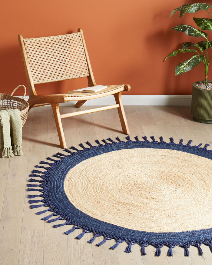Beliani - MARTS - Vloerkleed - Donkerblauw - 140 cm - Jute