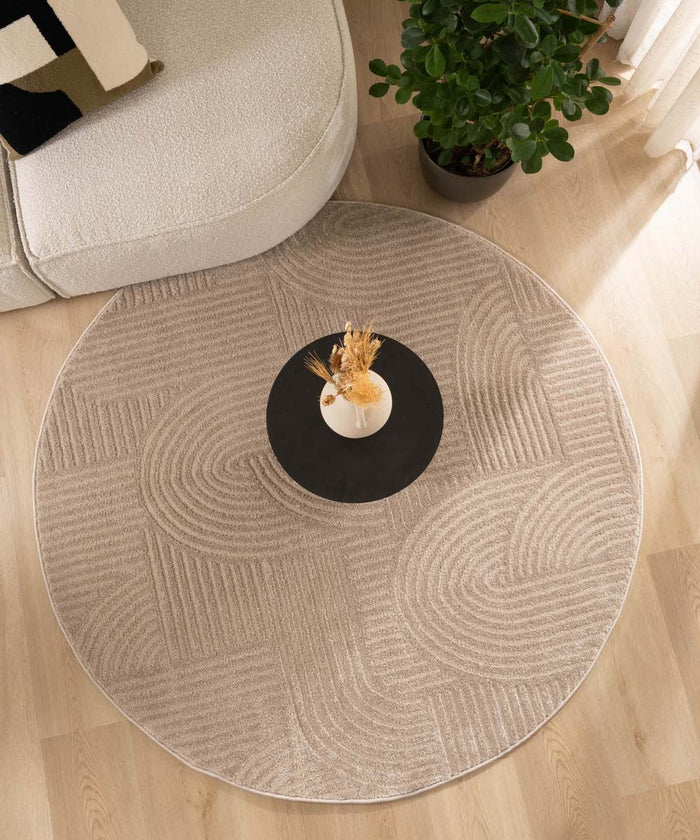 Nordic Weavers Rond vloerkleed Scandinavisch - Contour Bend beige - 80