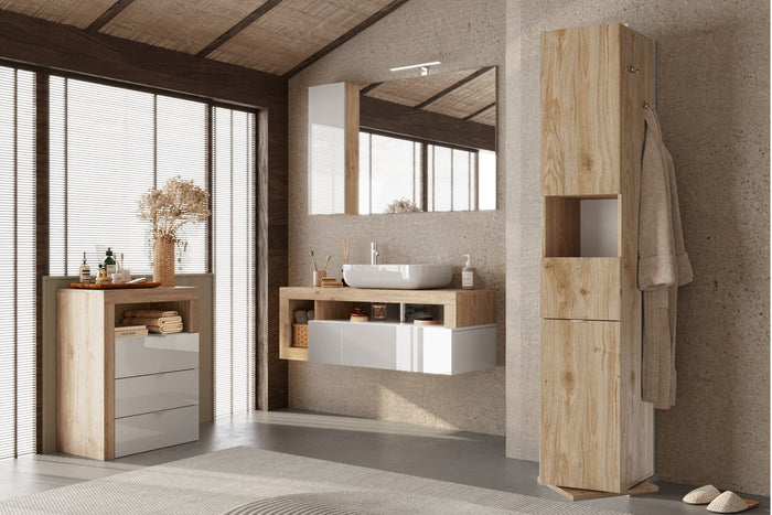 Benvenuto Design Hamburg Hoge Badkamerkast Draaibaar Kadiz Eiken