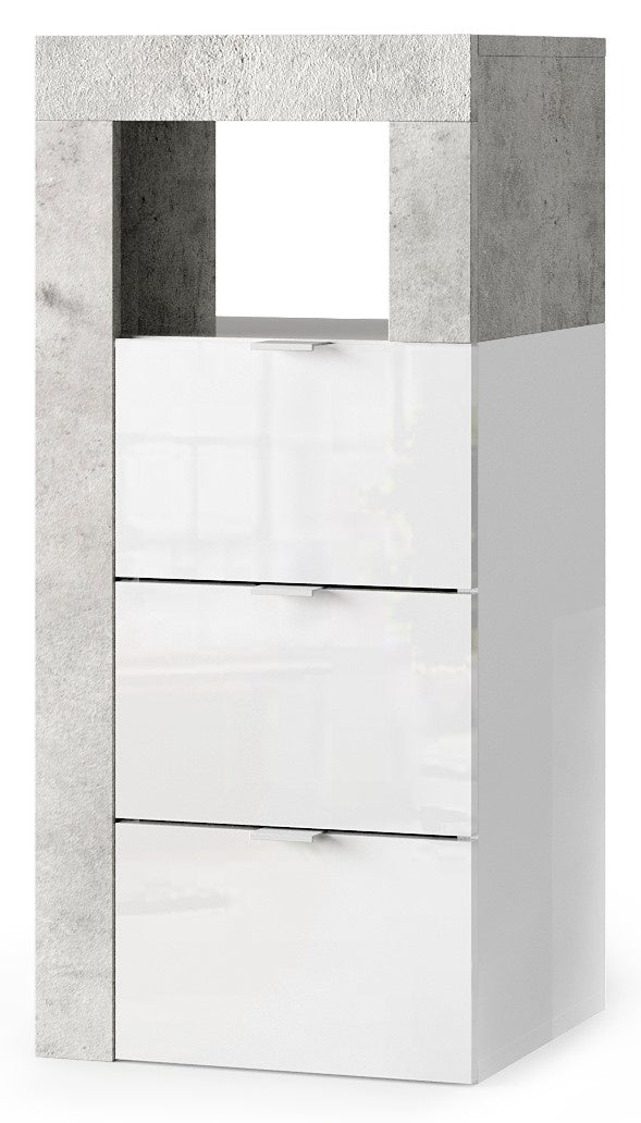 Benvenuto Design Hamburg HG Wit | Beton Badkamerkast 3-Lades Mini