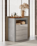 Benvenuto Design Hamburg HG Wit | Beton Badkamerkast 3-Lades Laag