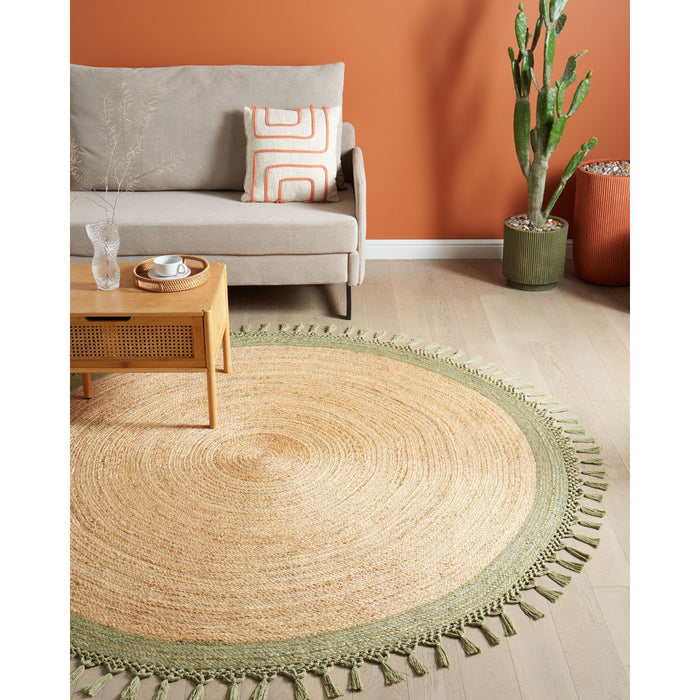 Beliani - MARTS - Vloerkleed - Beige|Groen - 200 cm - Jute