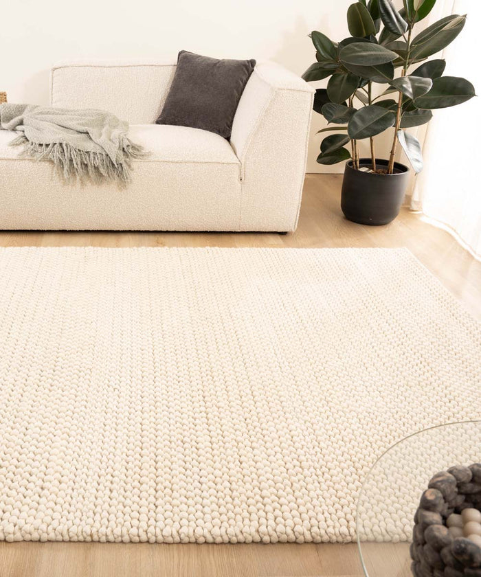 Nordic Weavers Wollen vloerkleed - Løkke ivoor - 160x240 cm