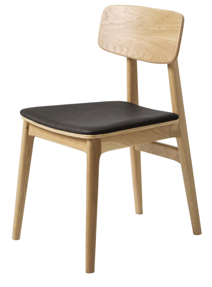 Hygge Interiors Livo Eetkamerstoel Eiken | Zwart Kunstleder set van 2