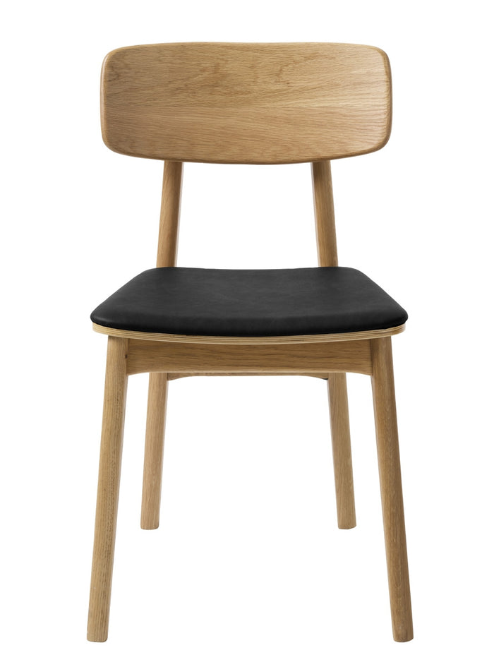 Hygge Interiors Livo Eetkamerstoel Eiken | Zwart Kunstleder set van 2