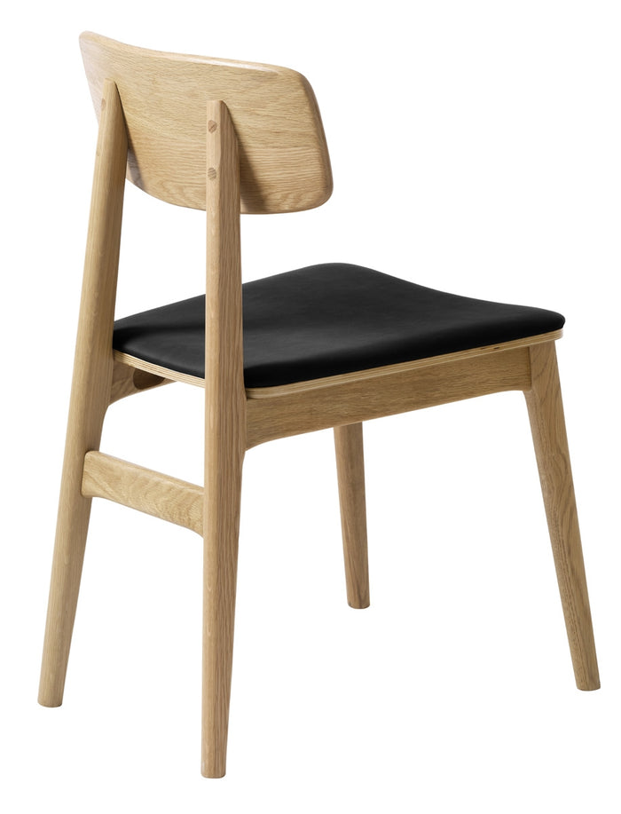 Hygge Interiors Livo Eetkamerstoel Eiken | Zwart Kunstleder set van 2