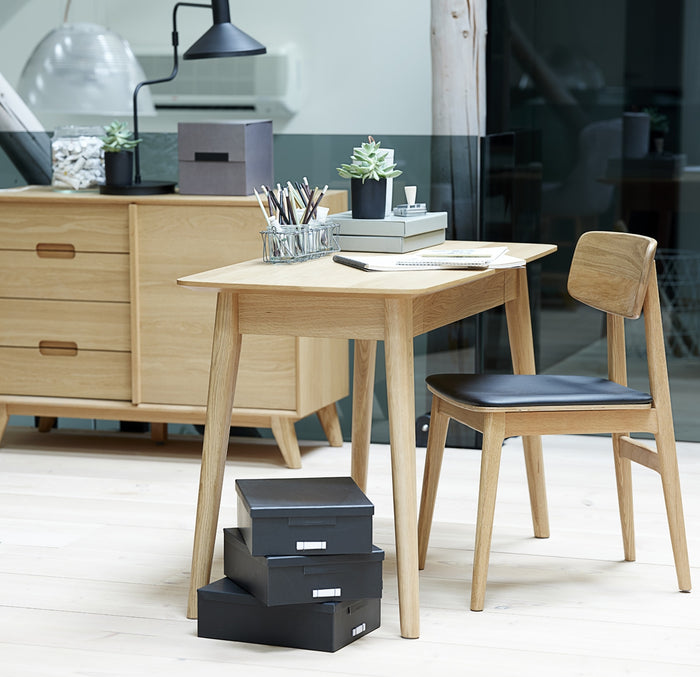 Hygge Interiors Livo Eetkamerstoel Eiken | Zwart Kunstleder set van 2