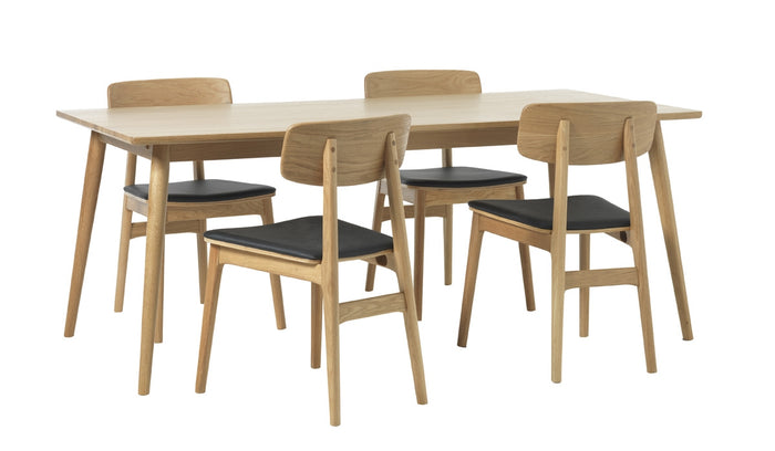 Hygge Interiors Livo Eetkamerstoel Eiken | Zwart Kunstleder set van 2