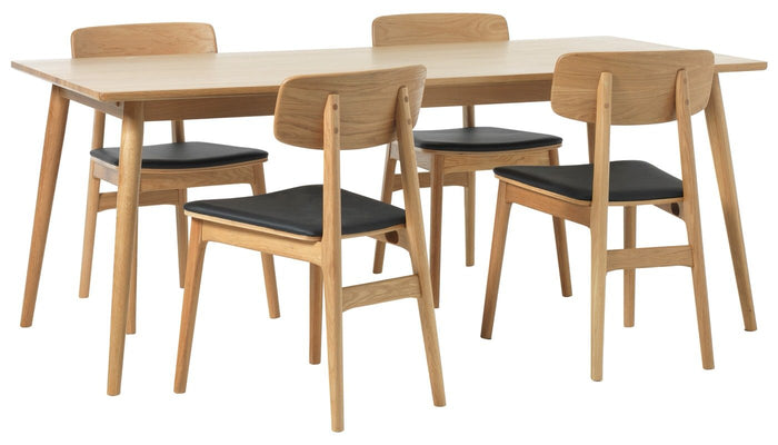 Hygge Interiors Livo Eetkamerstoel Eiken | Zwart Kunstleder set van 2