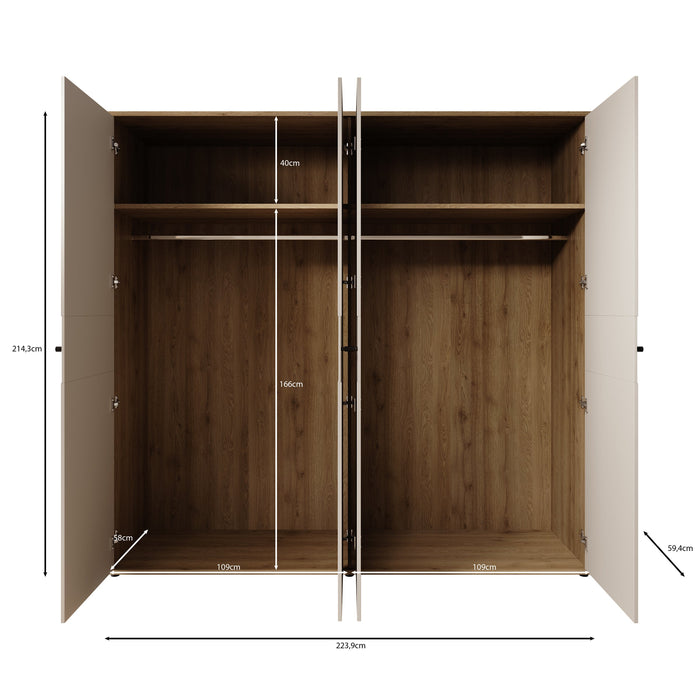 Meubella - Kledingkast Riggs - Beige - 224 cm