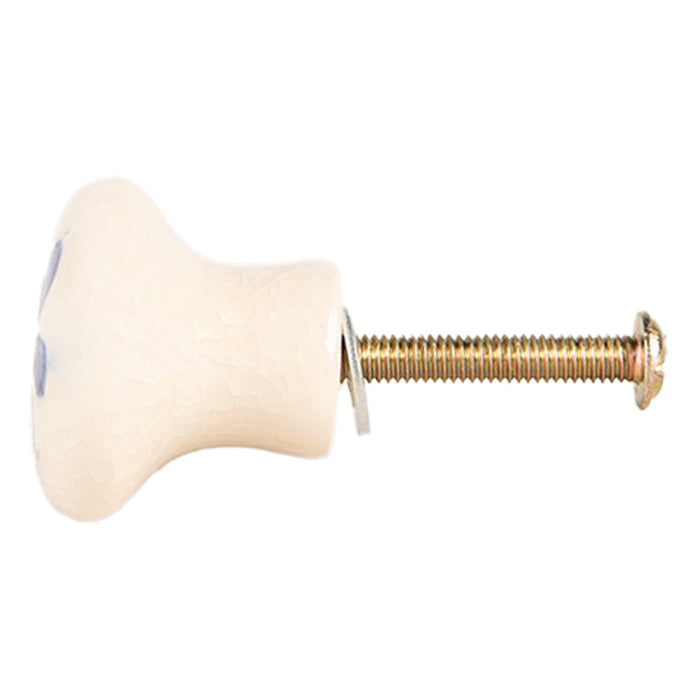 Clayre & Eef Deurknop Ø 3x3 cm Beige Blauw Keramiek