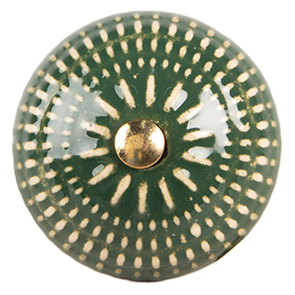 Clayre & Eef Deurknop Ø 4x3 cm Groen Keramiek