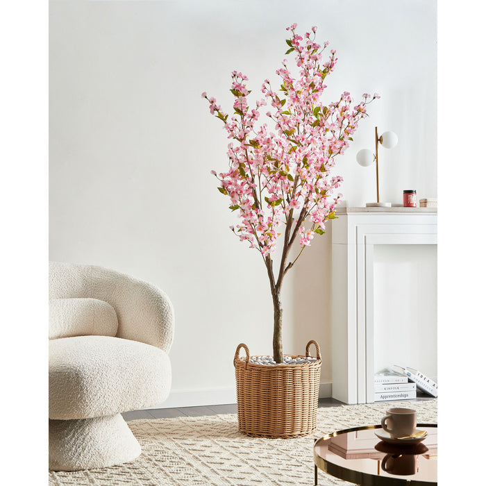 Beliani-CHERRY TREE-Kunstplant-Roze-180 cm-Synthetisch materiaal