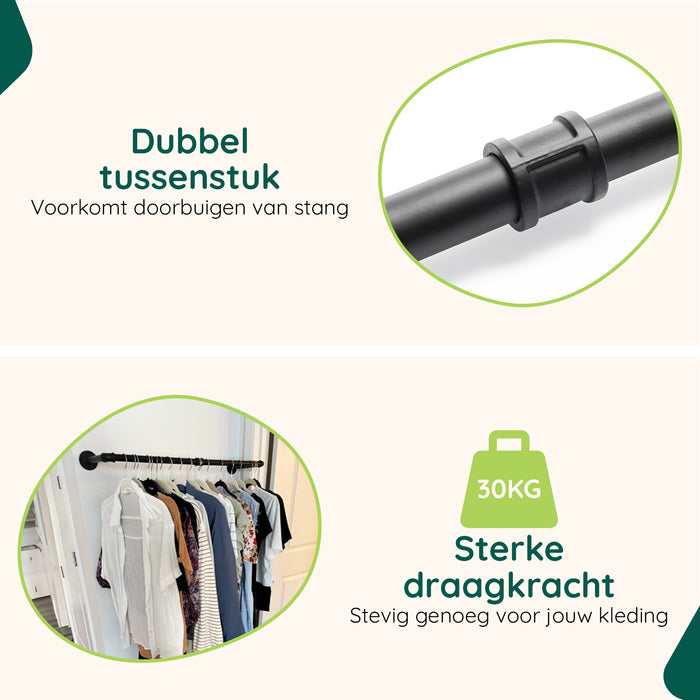 XIVADA Kledingrek Zora - Metaal - Draagkracht 30 KG - 110 cm - Zwart