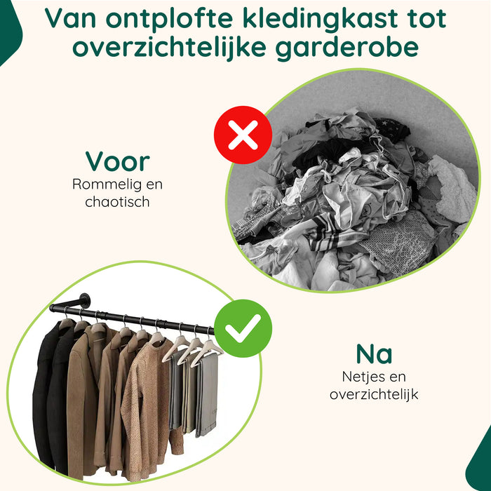 XIVADA Kledingrek Zora - Metaal - Draagkracht 30 KG - 110 cm - Zwart