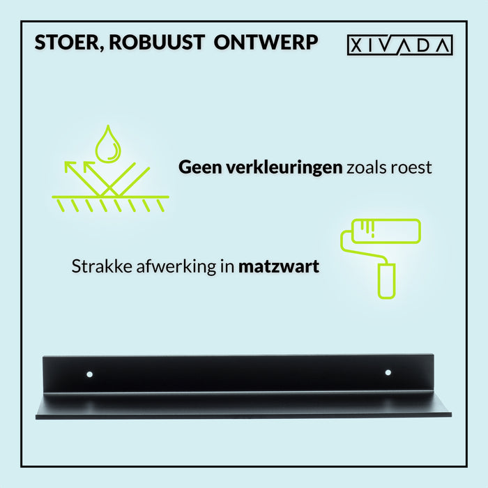 XIVADA Wandrek Rosa - Industrieel - Aluminium - Boren - Zwart