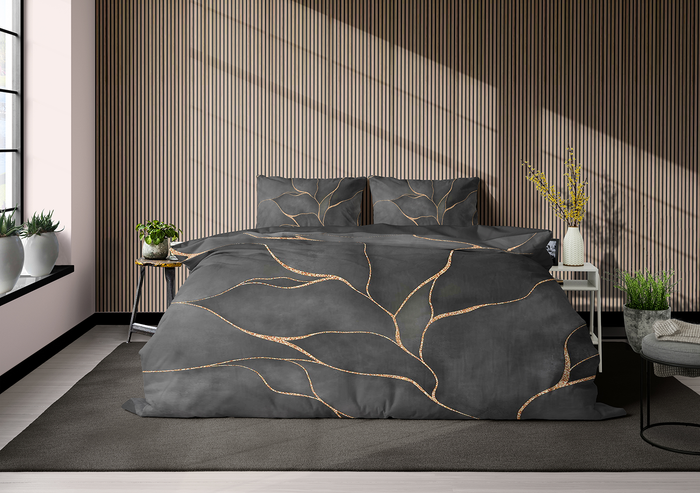 Eleganzzz Dekbedovertrek Micropercal Golden Currents - grey