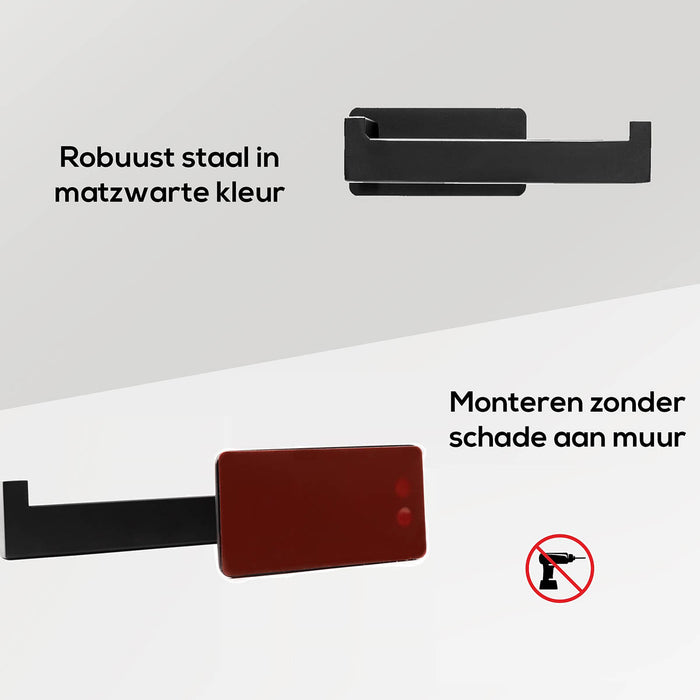 XIVADA Toiletset Zwart - Wc borstel - Wc rolhouder - Handdoekhaakjes