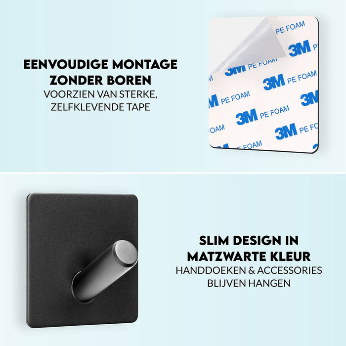 XIVADA Toiletset Zwart - Wc borstel - Wc rolhouder - Handdoekhaakjes