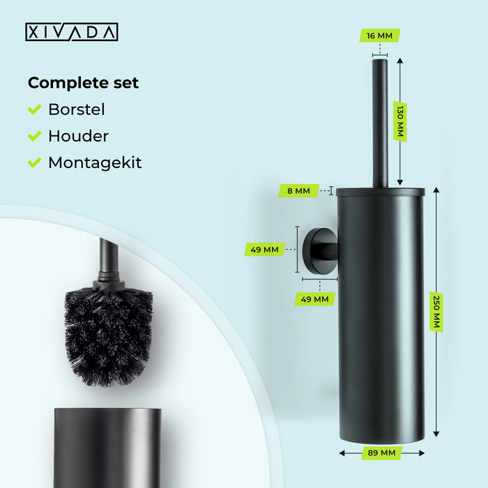 XIVADA Toiletset - Toiletborstel - Wc rolhouder - Handdoekhaakjes
