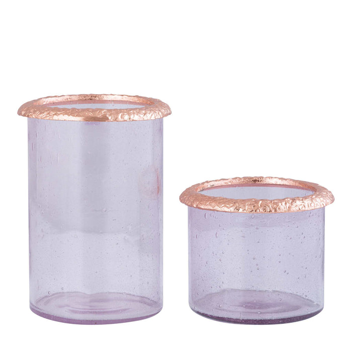 PTMD Windlicht Breyden - 14x14x19 cm - Glas - Goud