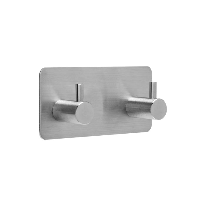 XIVADA Handdoekhaken Duo - Rvs - Plakstrip - Zilver - 2 in 1