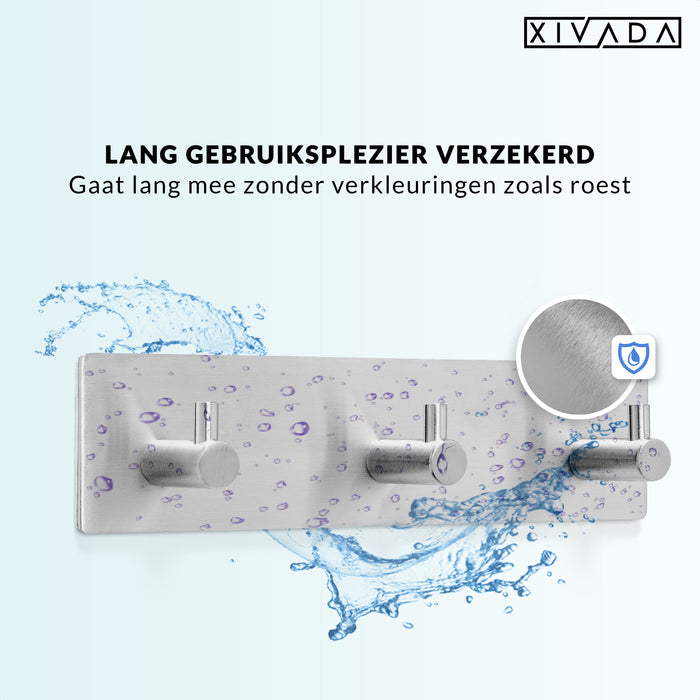 XIVADA Handdoekhaakjes Tres - Zelfklevend - Zilver - 3 in 1