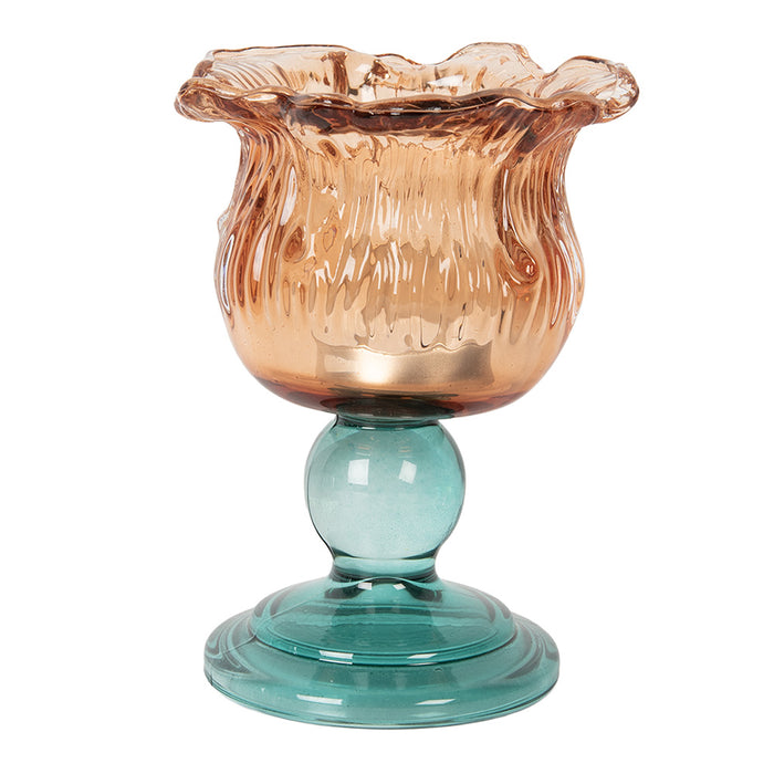Clayre & Eef Waxinelichthouder Ø 10x14 cm Oranje Glas