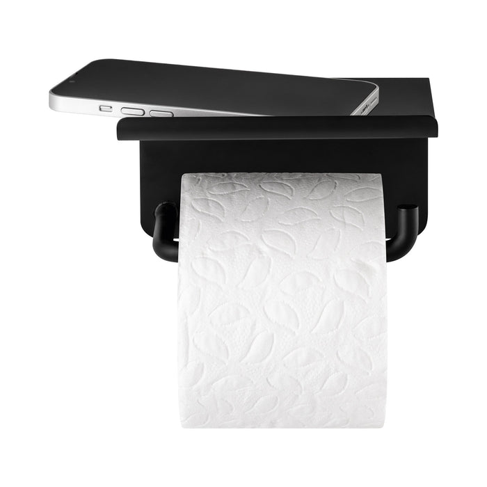 Modo Toiletrolhouder Met Plateau | Zwart | Staal