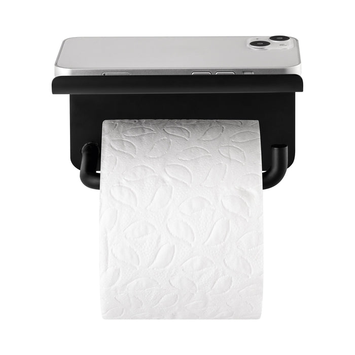 Modo Toiletrolhouder Met Plateau | Zwart | Staal